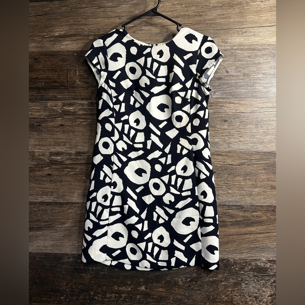 LOFT Dark Navy and White Abstract Mini Dress
